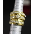 thumbnail image 2 of Silver & Stone Jewels 14K Yellow Gold Plated Couple Bride & Groom Wedding Trio Ring Set Cubic Zirconia Round Cut, 2 of 6