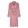 thumbnail image 5 of GXIPO Womens Oversized Long Trench Coat Double Breasted Lapel Windproof Overcoat with Belt Pink L, 5 of 5