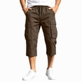 thumbnail image 6 of HKYNLAG Mens Cargo Shorts Long Capri Below The Knee Shorts 3/4 Length Relaxed Fit Long Shorts with Pockets Brown S, 6 of 6