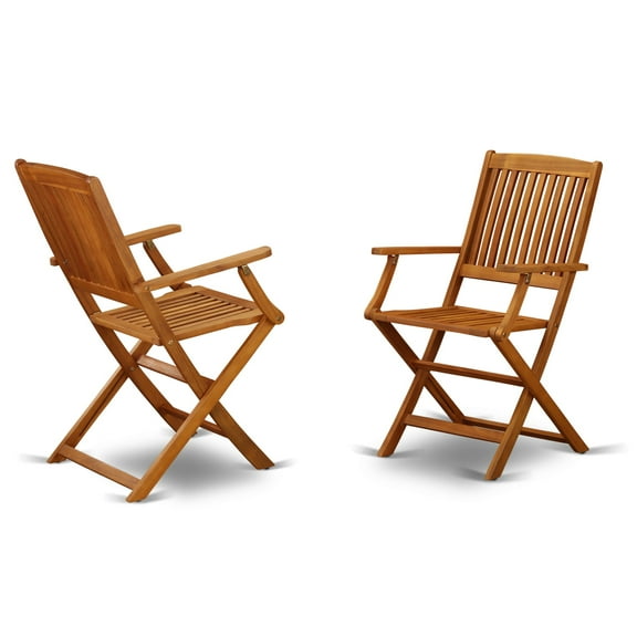 East West Furniture Beasley Patio Dining Chairs in Natural Oil (Set of 2)