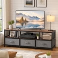 thumbnail image 2 of TV Stand for TVs up to 65 Inches with Power Outlets, 3 Drawer Dresser Entertainment Center, Media Console with Open Shelf, Rustic Brown, 2 of 8