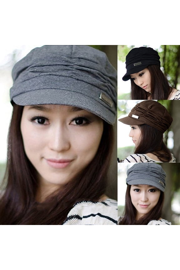 Womens Peaked Newsboy Cap for Women Soft Cotton Women Hats with Visor Rib Baker Boy Turban Chemo Baggy Beanie