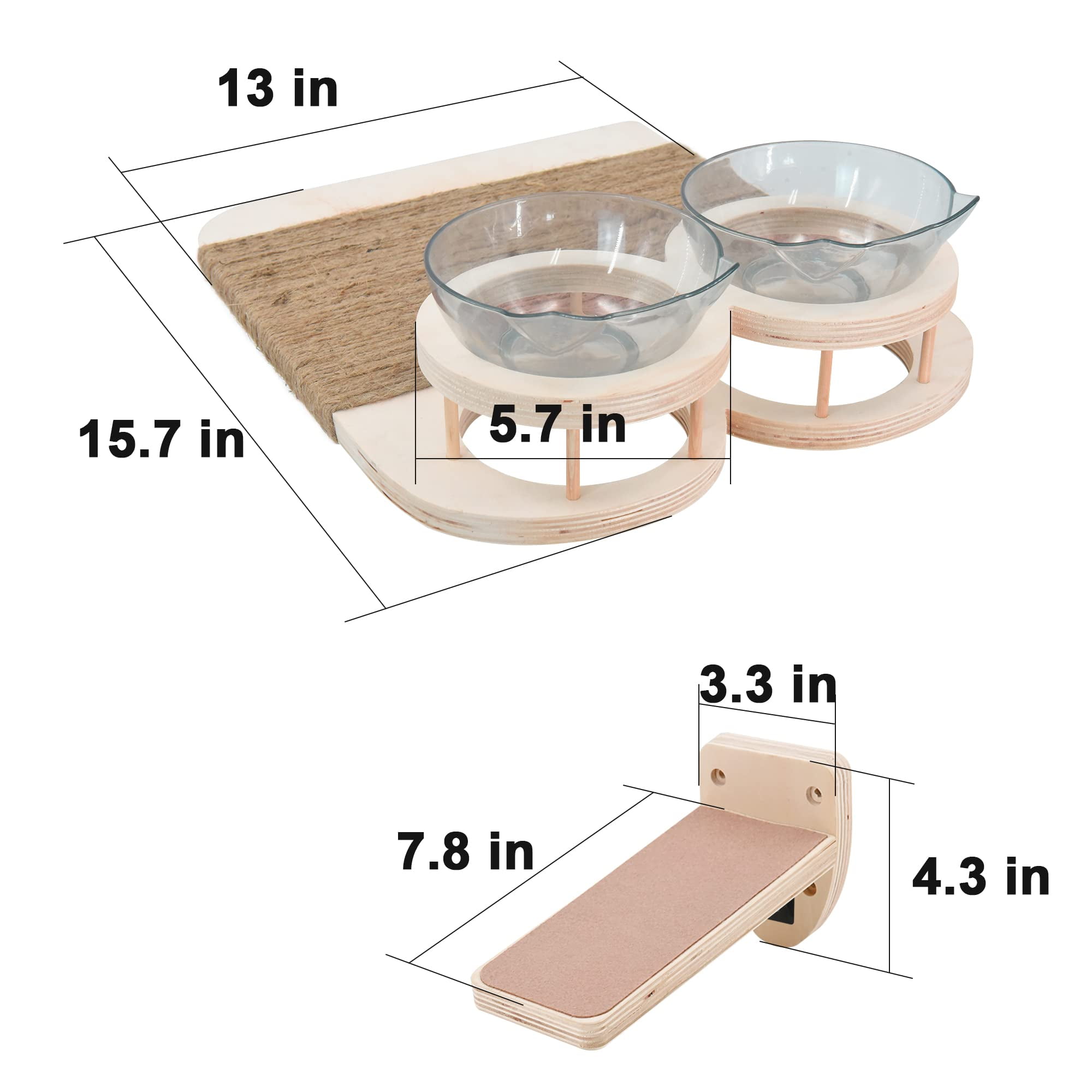 Wall Mounted Cat Perch, Climbing Shelves, Plush Covered Set with 3 Steps & Cat Hammock