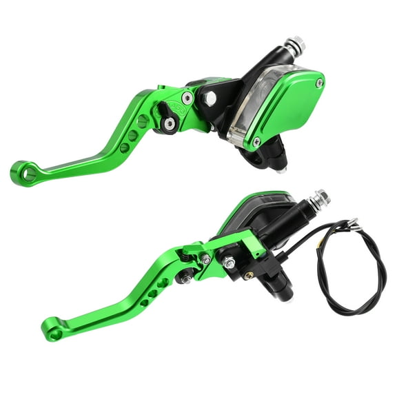 1 Pair Brake Clutch Pump Lever Dual Hydraulic Master Cylinder Universal for 7/8" 22mm Motorbike Green