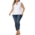 thumbnail image 2 of Unique Bargains Women's Plus Size Tops V Neck Sleeveless Work Shirts Blouses 3X White, 2 of 6
