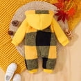 thumbnail image 5 of YDFCWXW Baby Girls Plaid Outfits Fleece Jumpsuit Winter Warm Long Sleeve Zip Hooded Bodysuit Bowknot (Yellow, 3-6 Months), 5 of 7