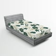 thumbnail image 2 of Ambesonne Jungle Boho Fitted Sheet, Hibiscus Rose Flowers, Twin Size, Hunter Green Slate Brown, 2 of 5