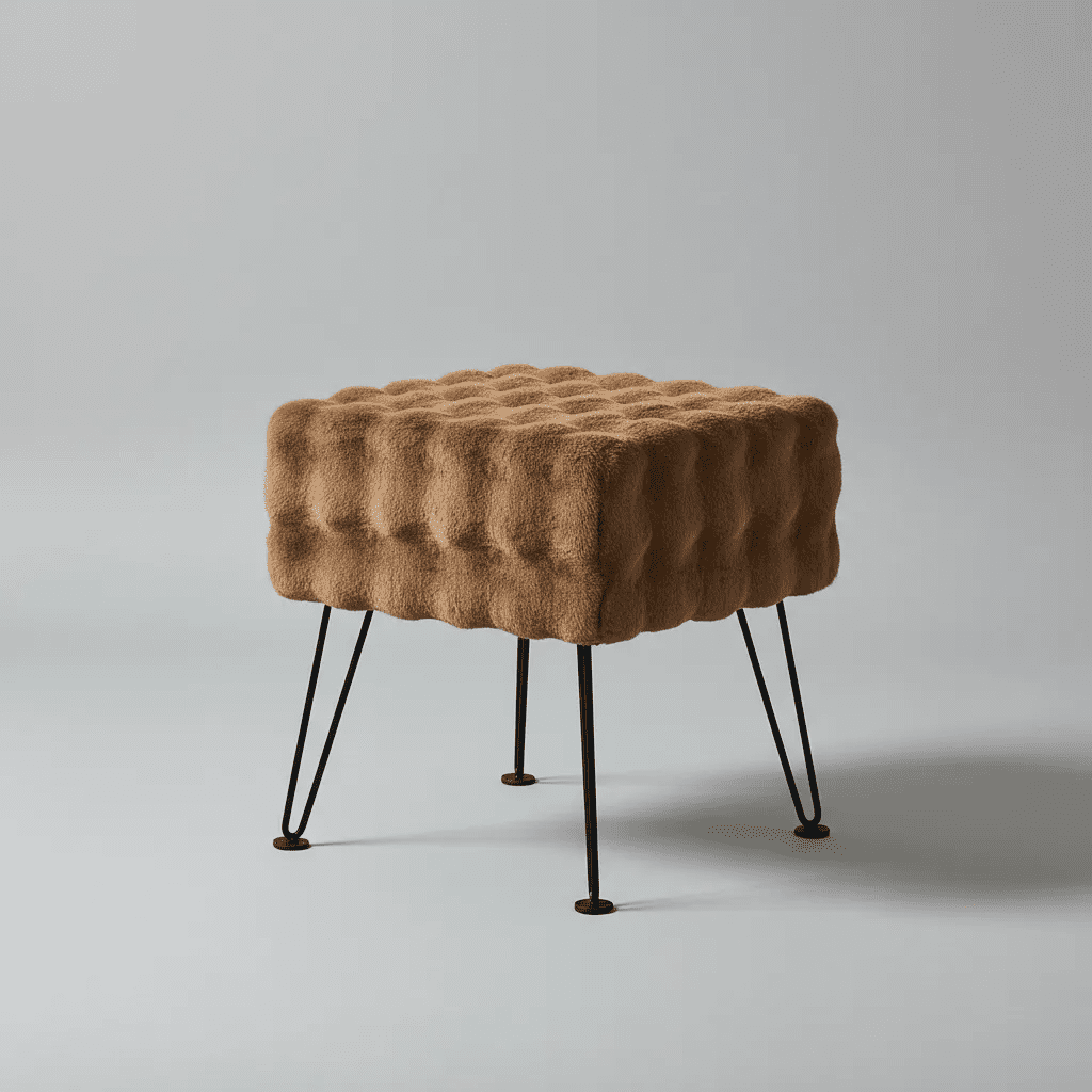 Home Soft Things Bubble Textured Stool Ottoman - Taupe - 17'' x 17'' x 17''