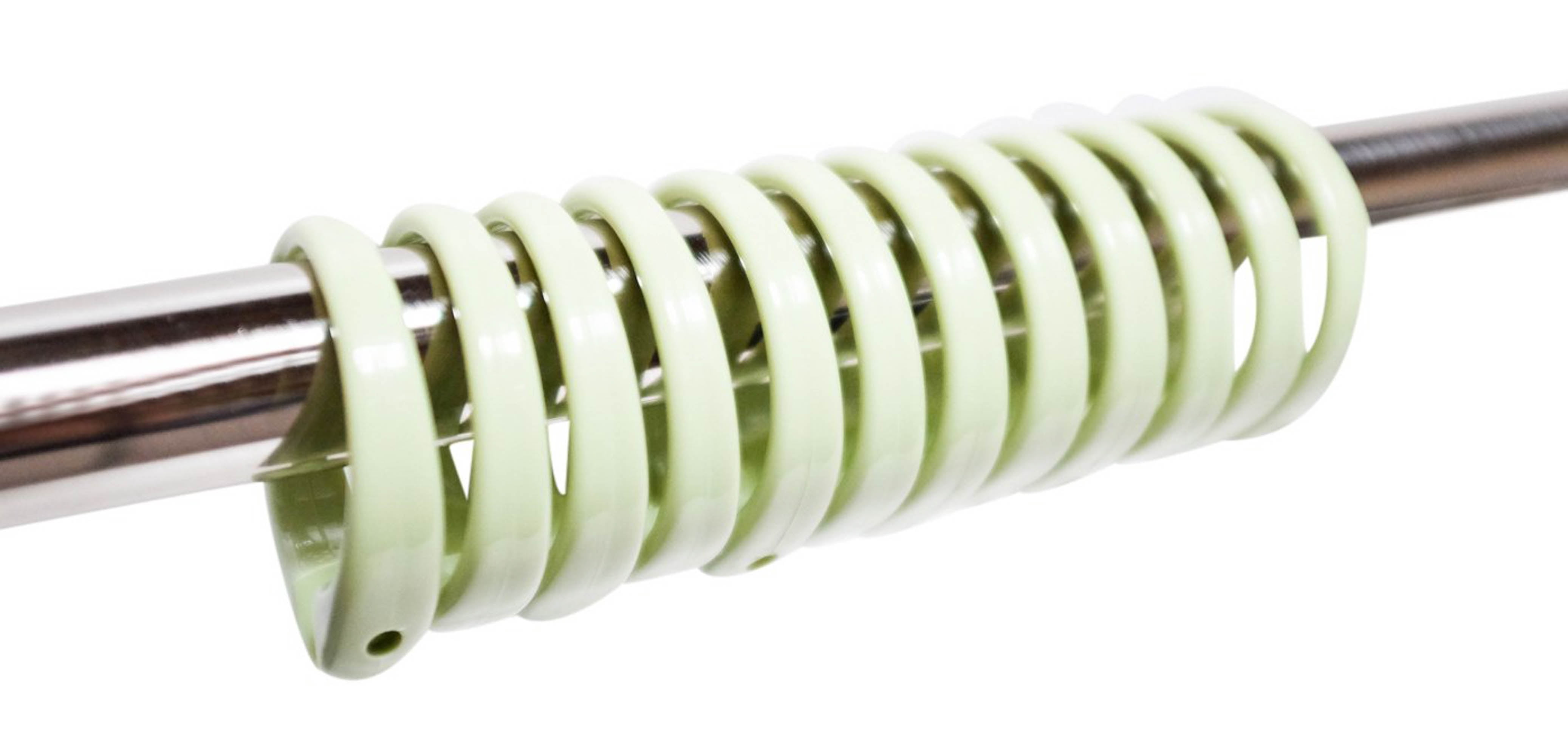 Easy Snap Plastic Shower Curtain Ring Hooks, Set of 12, Green