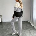 thumbnail image 5 of Bzdzmqm Women's 2 Piece Lounge Set V Neck Long Sleeve Hoodie with Wide Leg Pants Casual Solid Basic Tracksuit Cozy Zip Up Loungewear Fall Winter Outfit, Gray XL, 5 of 7