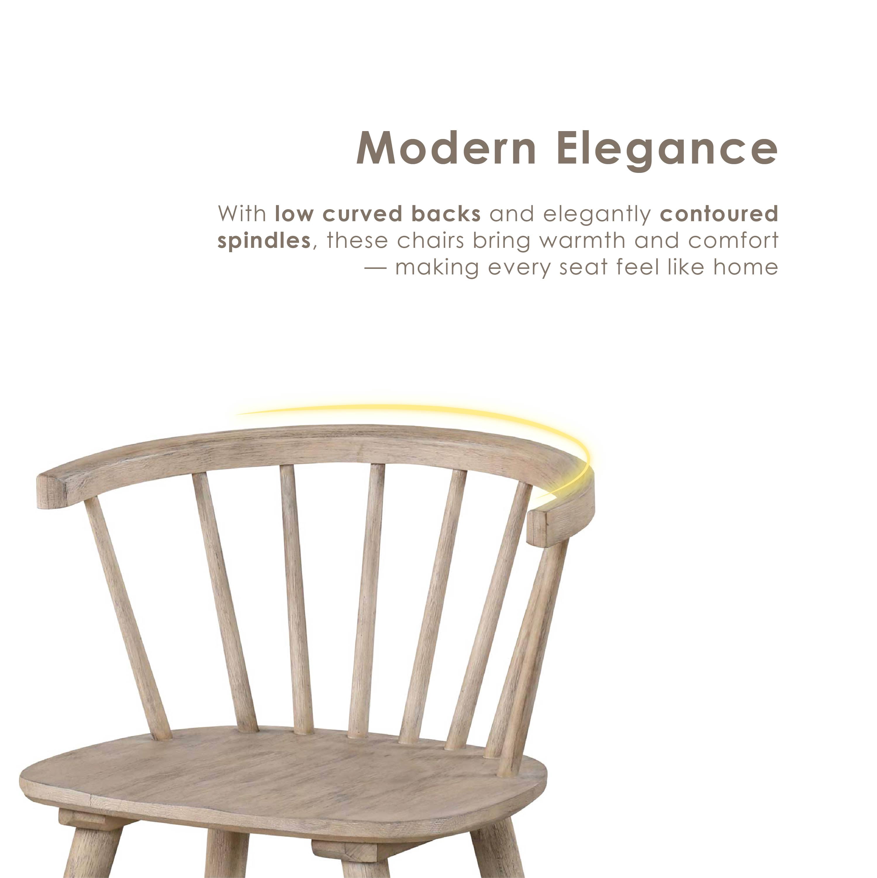 Furniture of America Rusenta Spindle Back Solid Wood Side Chairs, Set of 2, Natural Oak