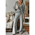 thumbnail image 2 of Pink Queen Women's 2 Piece Outfits Casual V Neck Knit Wide Leg Sweater Lounge Set Sweatsuit, 2 of 4