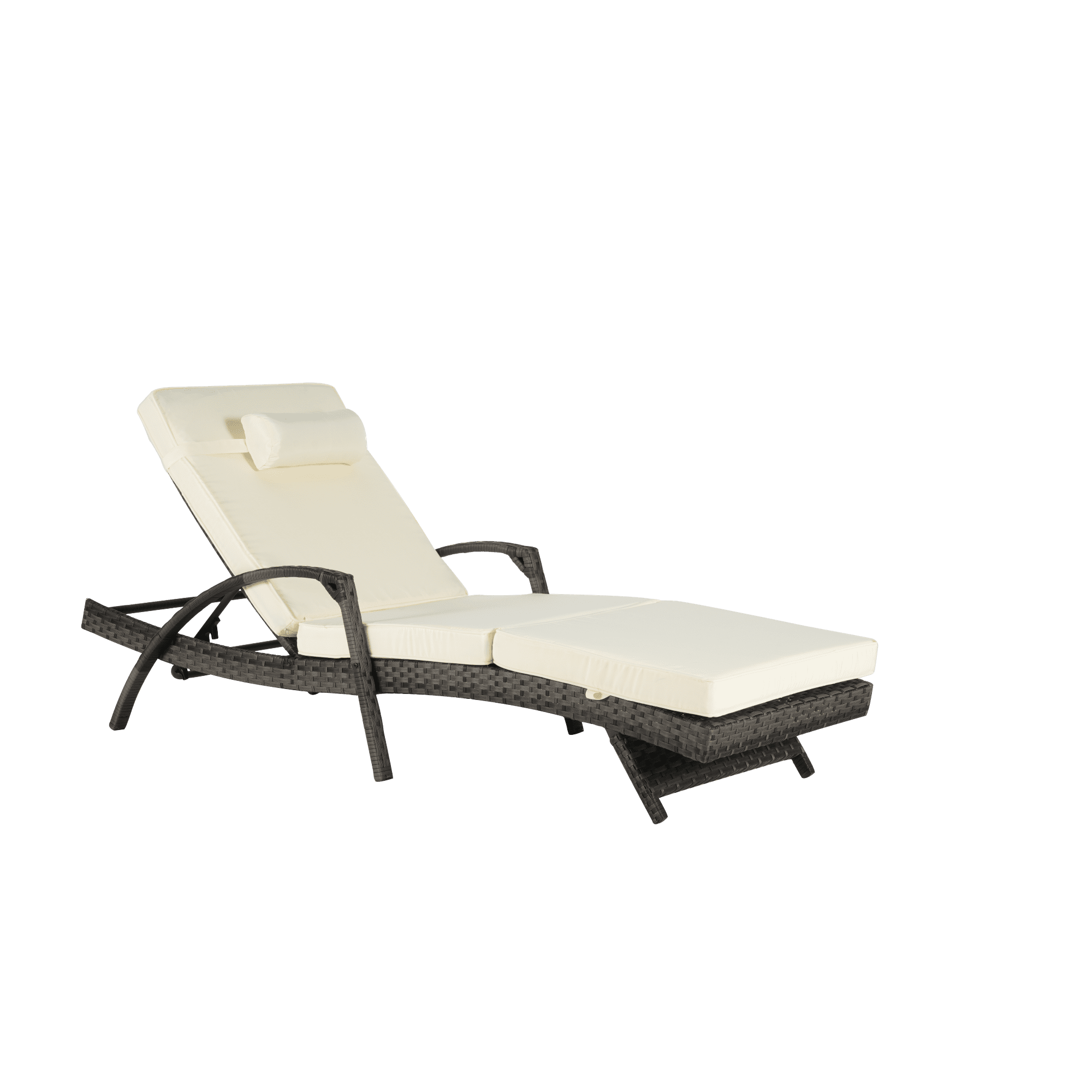 Leumius Outdoor Chaise Lounge Chair Set of 2,Wicker Reclining Lounge Chair with Cushions and Backrest Adjustable to 150° for Outside Pool Patio,Beige