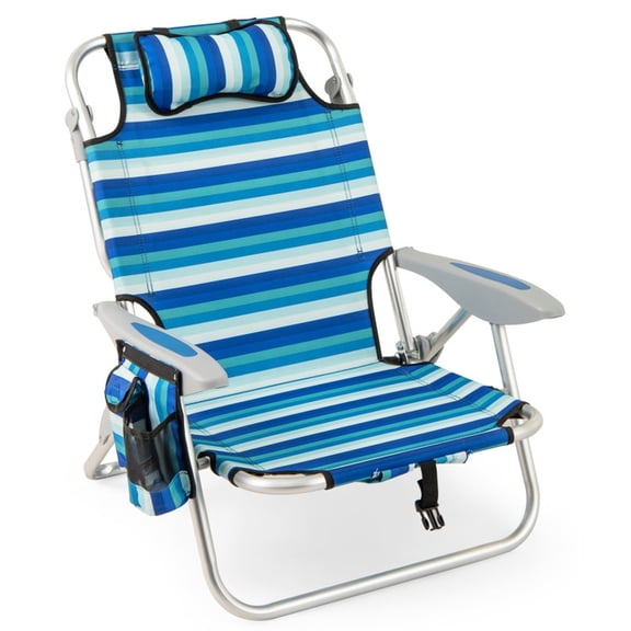 Biotree Folding Beach Chair for Adults with 4-Position Adjustable Backrest and Lightweight Aluminum Frame for Beach Patio and Camping, Green