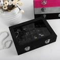 thumbnail image 1 of Jewelry Ring Velvet Glass Display Organizer Box Tray Holder Earring Storage Case, 1 of 2