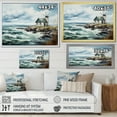 thumbnail image 4 of Designart "Vintage Coastal Windmills in Watercolor" Architecture Framed Wall Art Decor - Industrial White Wind Turbines Entryway Framed Wall Art Print, 4 of 6