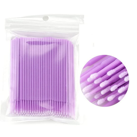 400 PCS Micro Applicator Brushes Disposable Eyelash Extension Microswab Mascara Wands Brush For Lash Remover Brush Tools Light Purple, Fine(2.0mm)