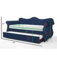thumbnail image 6 of Pemberly Row Upholstered Velvet Wood Daybed with Trundle in Blue, 6 of 6