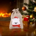 thumbnail image 6 of 6pc Christmas Linen Bags with Drawstrings Christmas Burlap Goody Gift Bags with Double Jute Drawstrings, Snowman, Santa Claus, Penguin and Elk, 6 of 8