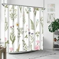 thumbnail image 3 of Sage Green Floral Shower Curtain, Watercolor Flower Leaves Plant Shower Curtain Set Wildflower Modern White Fabric Shower Curtain for Bathroom Decor Waterproof with Hooks 72x72 Inch, 3 of 6