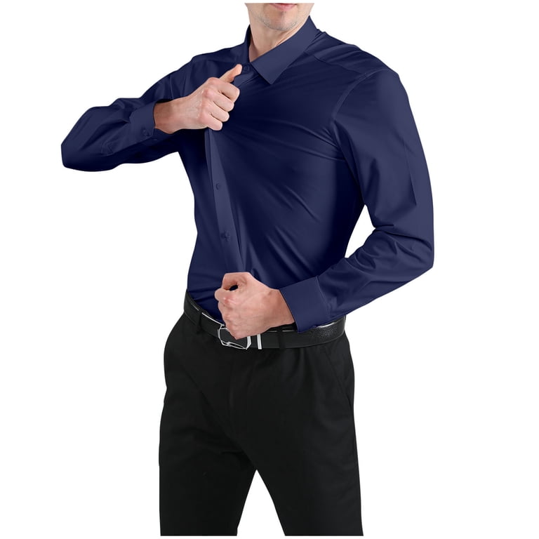 slim fit dress slacks Oskar Easy Care Dress Shirt for Tall Men in Bright Blue Grid S / Tall / Bright Blue Grid main image 0