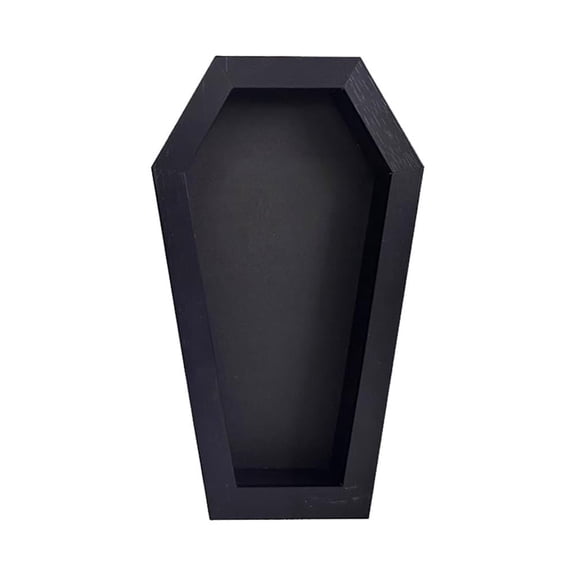 Halloween Gothic Coffin Shadow Box Frame, Black Wooden Composite Display Box with Easel Back, Spooky Mantel Shelf Decor for Gothic Bedroom, Desk and Home Decoration