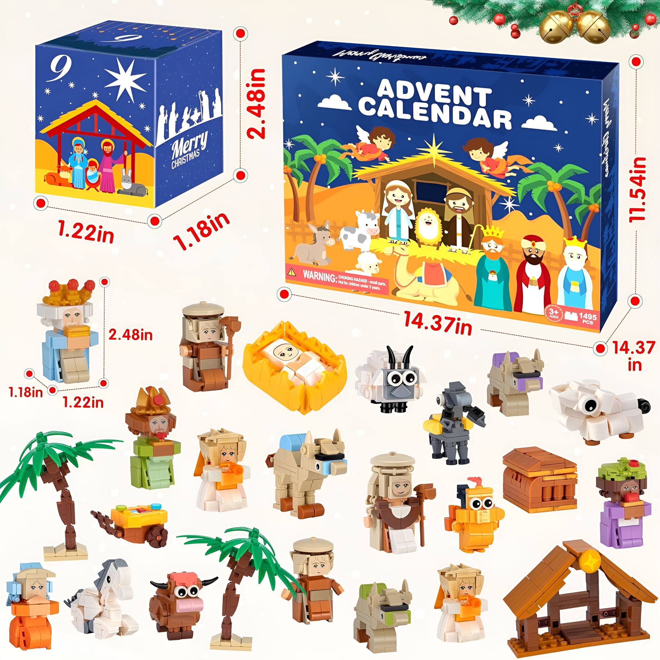 BESTSKY 2026 New Christmas Nativity Advent Calendarkids-24 Days Building Blocks Kits Countdown Calendar Set- Toy Advent Calendar