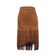 thumbnail image 4 of Arlun Womens Midi Retro Fringe Skirt Irregular Western Tassel Cowlgirl Elegant Tight Skirts High Waisted Boho Trim Stretch Bodycon Skirt 2-Coffee S, 4 of 5