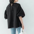 thumbnail image 4 of FcBaudy Hauts pour Femmes, Chemises pour Femmes, Blouses à Manches Courtes Col Rond & Chemises d'Été Unies pour Femmes, Chemises Amples à Manches Bouffantes Manches Courtes Col Rond Blouses pour Femmes, 4 of 4
