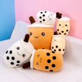 thumbnail image 2 of 25-70cm Cartoon Bubble Tea Cup Shaped Pillow Real-life Stuffed Soft Seat Cushion Creative Room Decor Funny Gift for Kids Babybrown close eye50cm Deng Xun unisex, 2 of 2