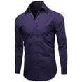 thumbnail image 2 of Omega Italy Men's Long Sleeve Dress Shirt Solid Color Regular Fit 25 Colors, 2 of 5