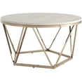 thumbnail image 1 of SEI Furniture Luna Table Basse Ronde de 33 Pouces avec Dessus en Faux Pierre, Couleur Champagne, 1 of 8