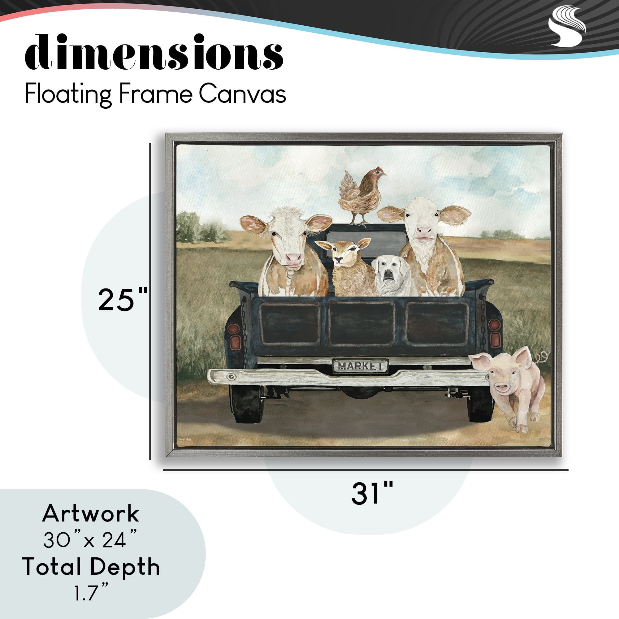 Stupell Industries Ready For A Farm Ride Gray Framed Floater Canvas Wall Art, design by Cindy Jacobs