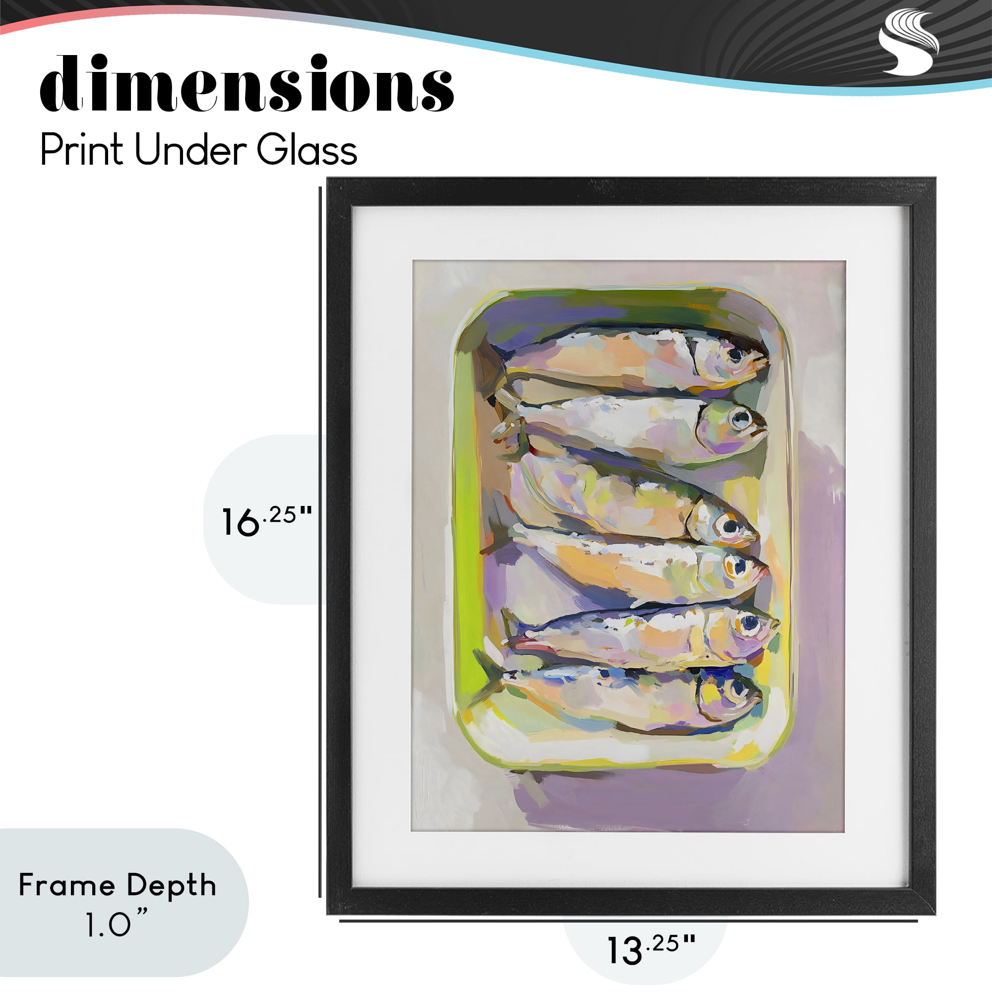Stupell Industries Vibrant Hued Sardines Black Framed Print Under Glass, design by The Prints Vibe