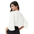 thumbnail image 4 of Aiihoo Women Bolero Shrug Chiffon Open Front 3/4 Sleeve Cropped Cardigan Lightweight Sheer Tops for Dress Ivory XXL, 4 of 7