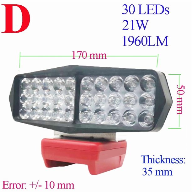 Para Piezas de Herramienta Eléctrica M18 para Mil*wau*kee Batería de Iones de Litio de 18V Luces LED de Trabajo Linternas Lámparas de Acampar Foco de Antorcha Linternas