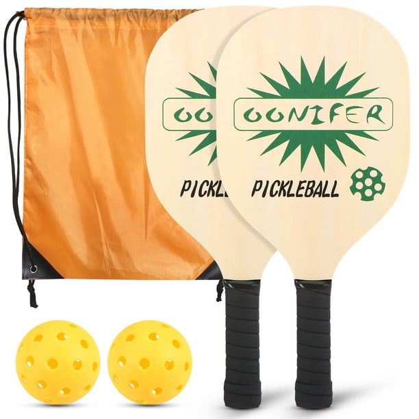 Baloncesto Irfora Juego de palas de madera Pickleball Palas de pickleball ligeras con bolsa de transporte Raquetas de pickleball con agarre ergonómico 2 palas de pickleball y 2 bolas Irfora Baloncesto