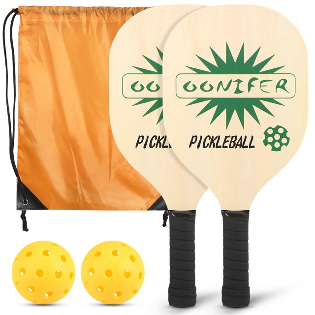 Baloncesto Irfora Juego de palas de madera Pickleball Palas de pickleball ligeras con bolsa de transporte Raquetas de pickleball con agarre ergonómico 2 palas de pickleball y 2 bolas Irfora Baloncesto