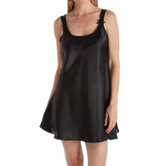 Women's Amanda Rich 561D-40 9Satin Bias Cut Short Gown (Black XS)