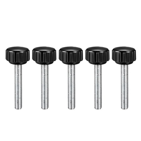 20-Pack M5 X 30mm Knurled Thumb Screw Knobs - Black Round Head Clamping Screws For Machinery & Lathes