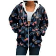 thumbnail image 4 of felwors Zip Up Hoodie Women Butterfly Graphic Hoodies Long Sleeve Oversized Y2K Sweatshirts Cute jackets Plus Size for Girls Black, S, 4 of 7