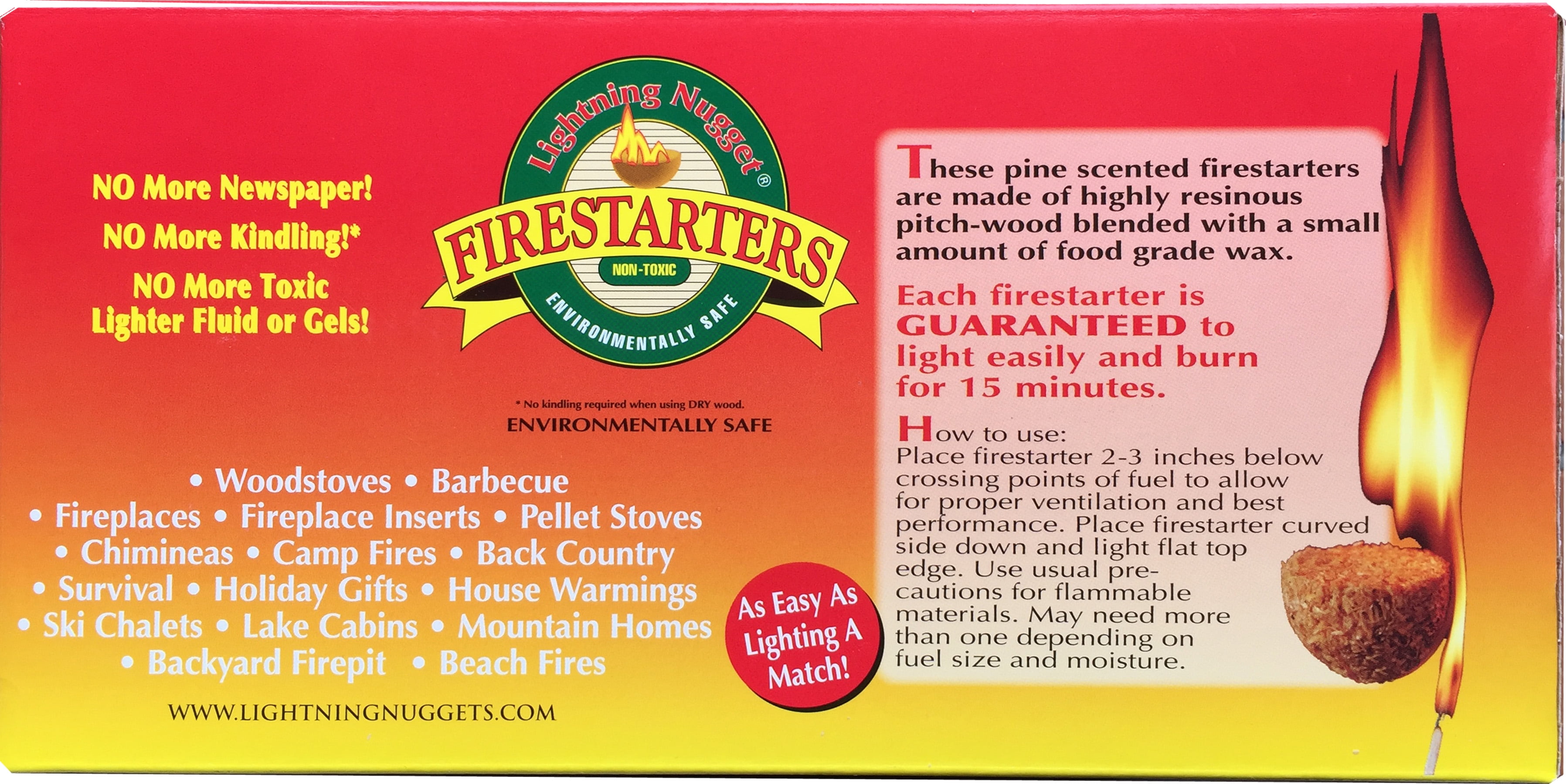Lightning Nuggets Quick & Easy Fire Starter, 24 Count Pack