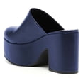 thumbnail image 4 of YDN Women Comfortable Almond Closed Toe Slip On Mules Cozy Platform Chunky High Heel Sandals Party Dress Daily Shoes Size 7 Blue, 4 of 4