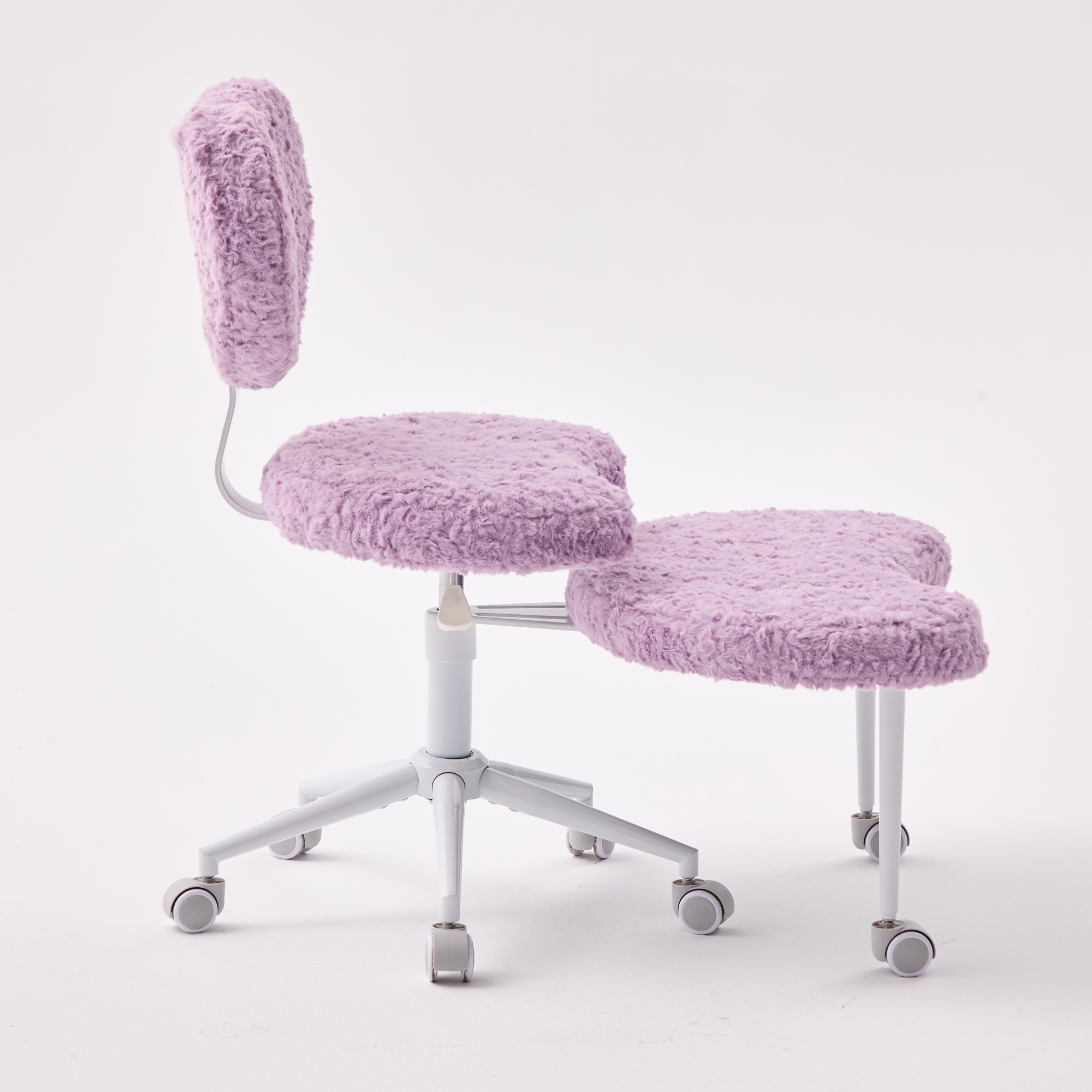 Artificial Rabbit Hair Meditation Chair Plus, Cross Legged Chair with Wheels, ADHD Chair, Criss Cross Desk Chair with Lumbar Support and Adjustable Stool, for Fidgety Sitters, Violet