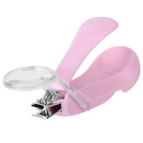Pretyzoom Infant Nail Clipper with Magnifying Glass Durable Baby Safe Pink ABS Stainless Steel