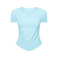 thumbnail image 1 of Top deportivo de manga corta con escote en V pequeño para mujer, para fitness, running, ajustado, adelgazante, yoga, 1 of 1