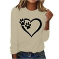 thumbnail image 2 of Wycnly Sale Sweatshirt for Women Fall Fashion Lightweight Comfy Loose Ladies Heart Paws Print Pullover Tshirt Tops Winter Trendy Striped Print Round Neck Long Sleeve Blouses, 2 of 4