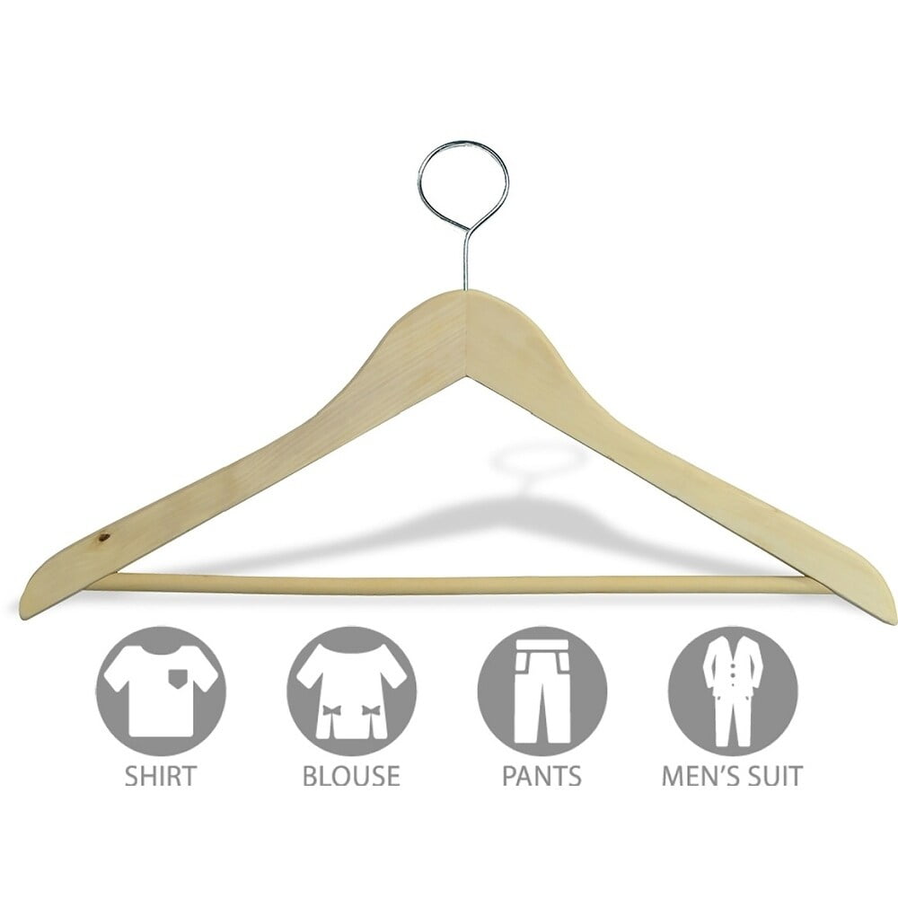 Wooden Closed Loop Security Hangers for Hotels and Hospitality, High Quality Anti-Theft Security Hangers Cherry Finish w/ Bar .5" (Box of 25)