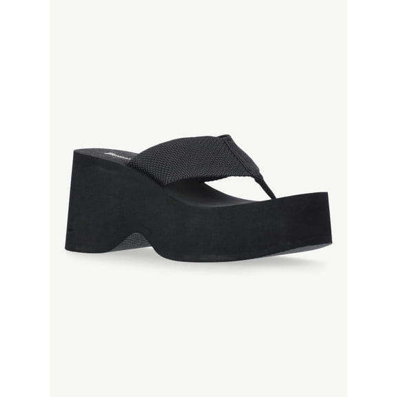 No Boundaries Platform Wedge Thong Sandals, Women's