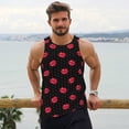 thumbnail image 6 of Lsque red lips Pattern Mens Tank Tops Muscle Athletic Quick Dry Sleeveless Workout Fitness T Shirts Beach Tank Top, Loose-fit Sleeveless Shirt for Men-XX-Large, 6 of 7